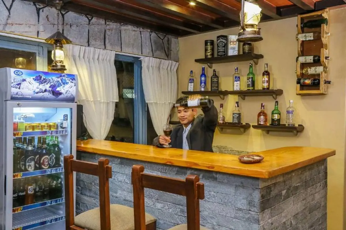 Hotel bar at The Silver Oaks Inn, Pokhara