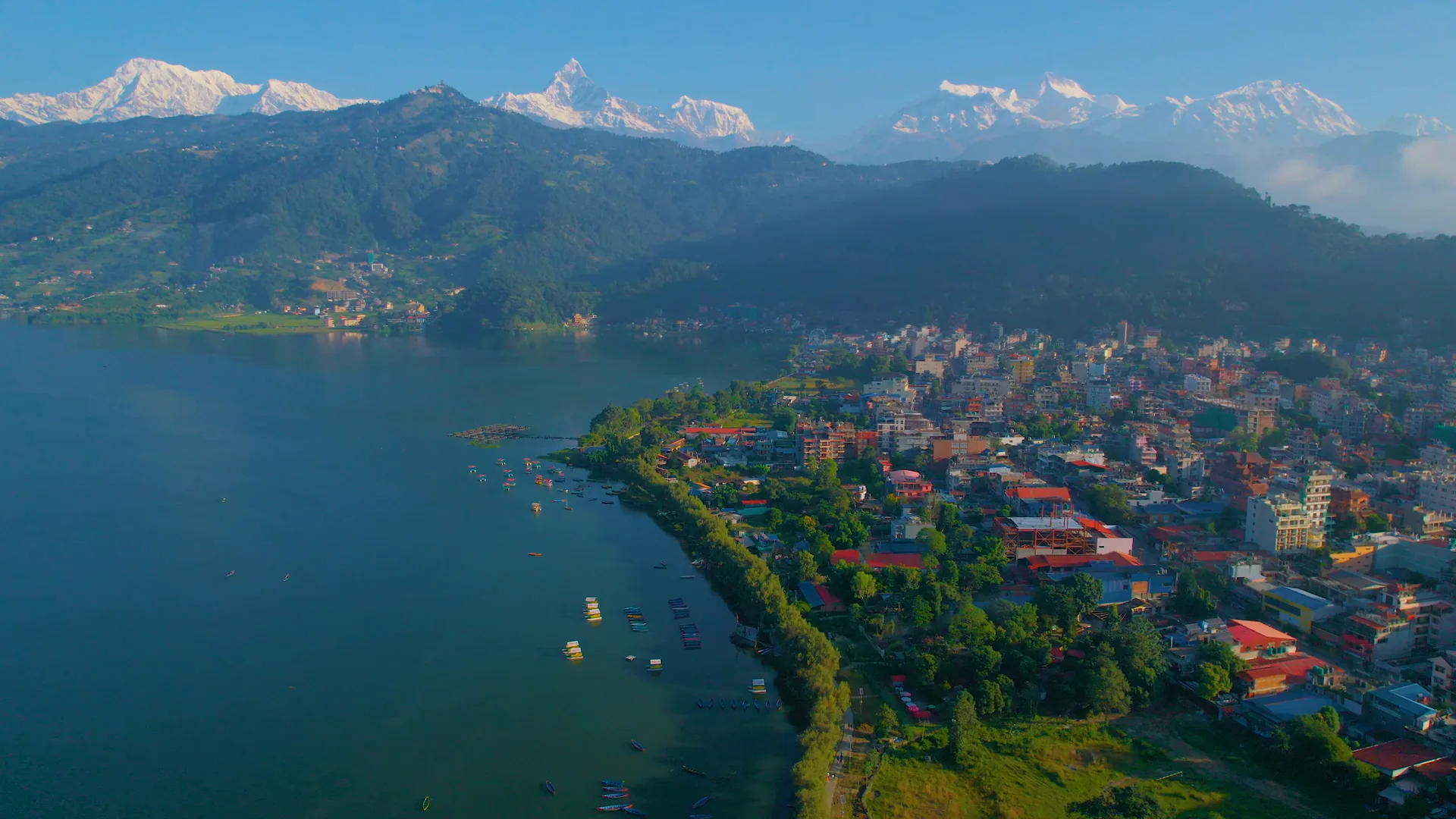 Lakeside and Phewa Lake from above