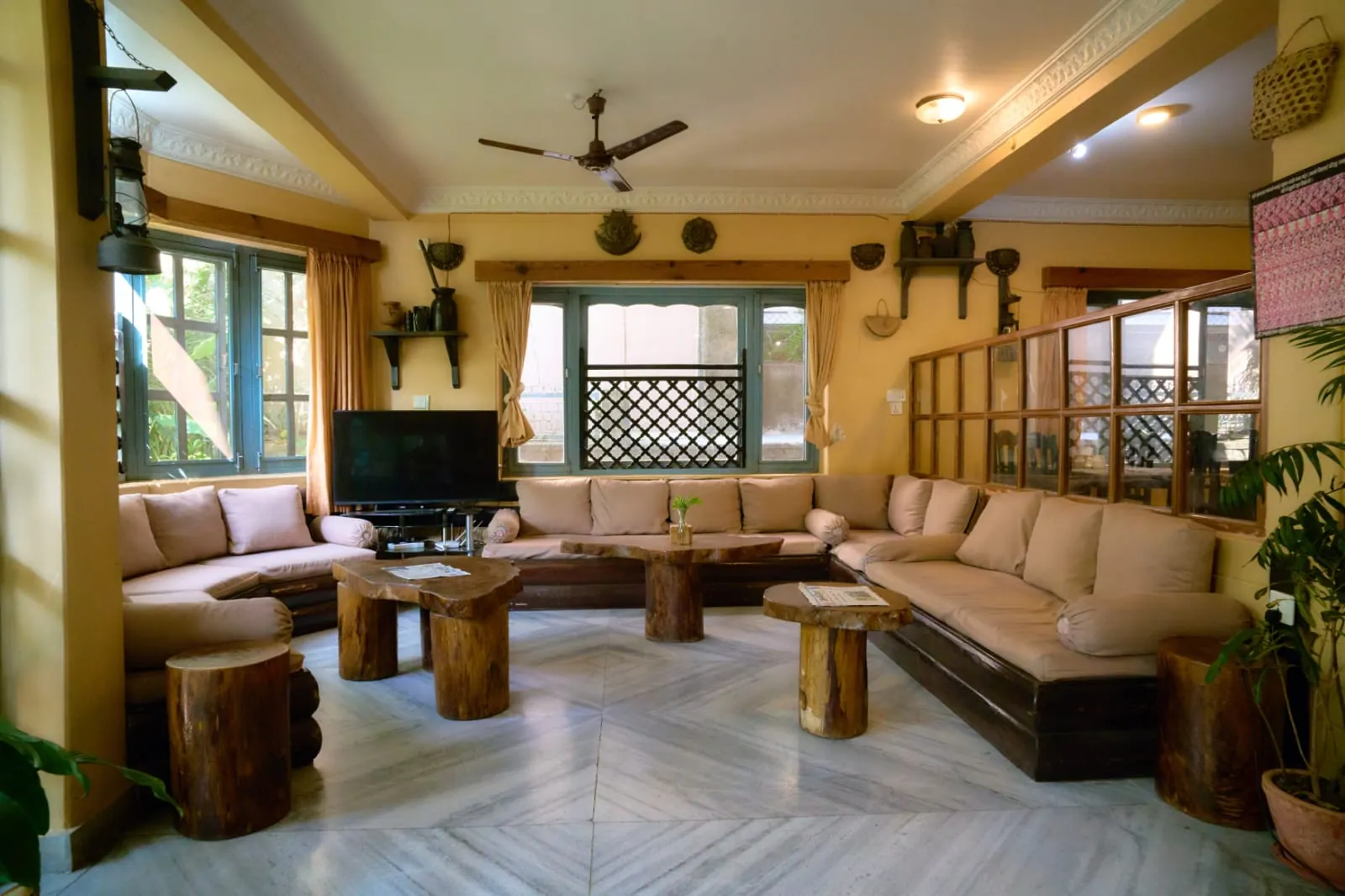 Lobby lounge at The Silver Oaks Inn, Pokhara