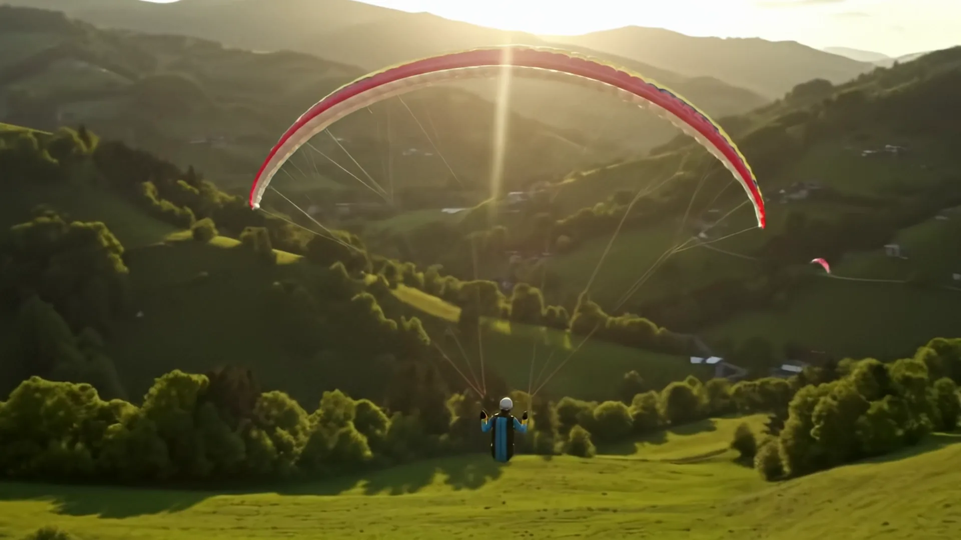 Paragliding at sunset